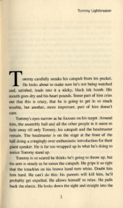 The first page of Tommy Lightbreaker by Robert A Wood, showing drop caps.
