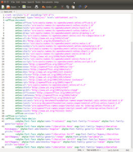 The xml and namespace declarations in test.xml